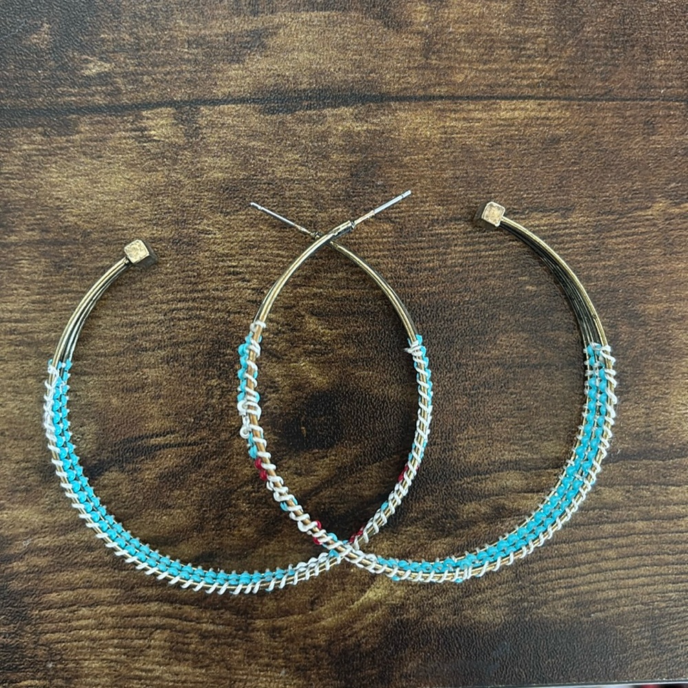 Red, White and Blue Hoop Earrings